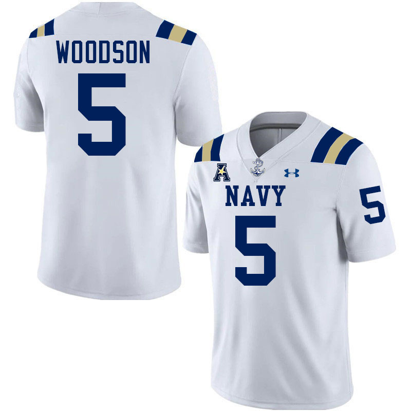 Navy Midshipmen #5 Braxton Woodson College Football Jerseys,Apparels Stitched-White Navy Midshipmen #5 Braxton Woodson College Football Jerseys,Apparels Stitched-White